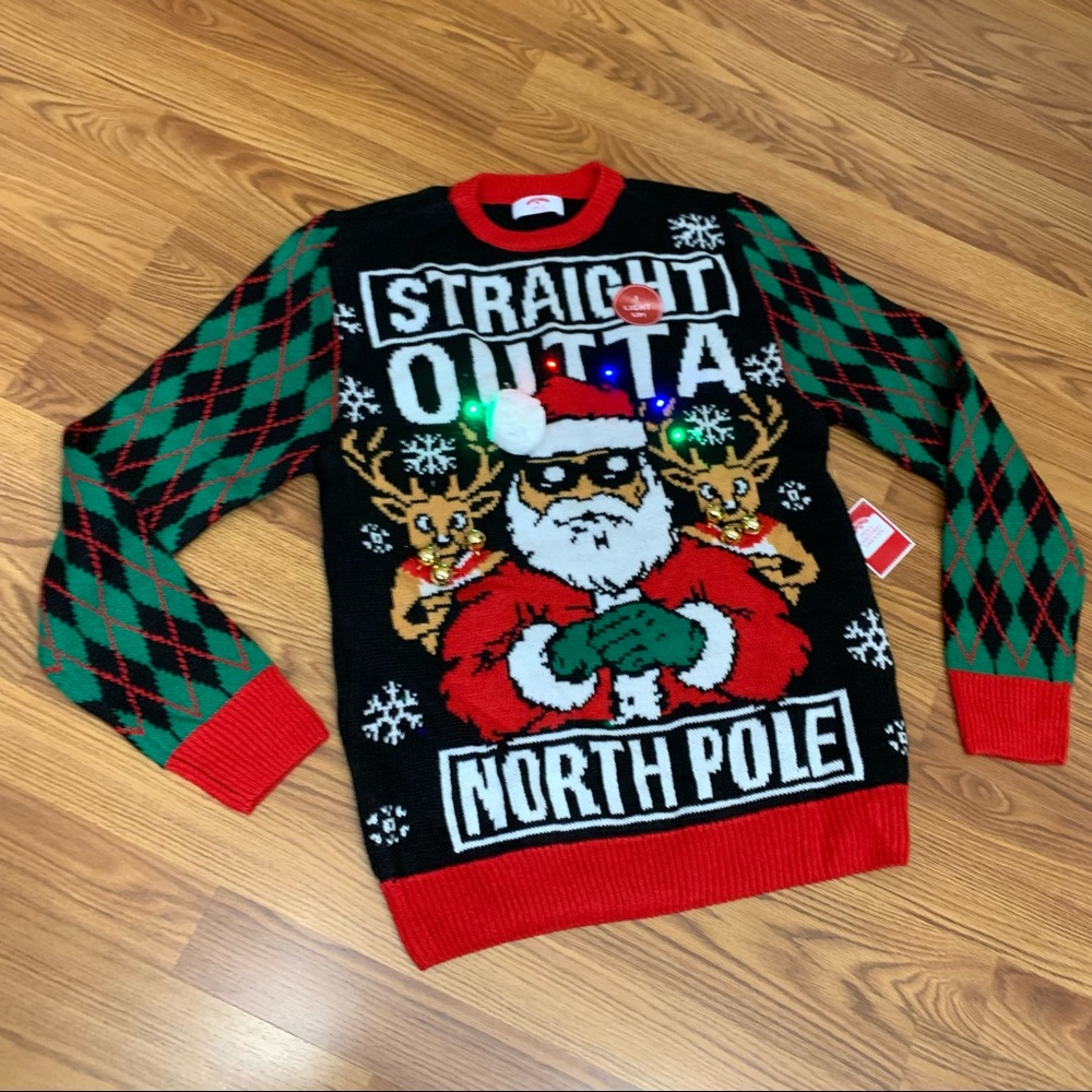 Straight Outta Light-up Ugly Christmas Sweater NWT - Picture 6 of 10